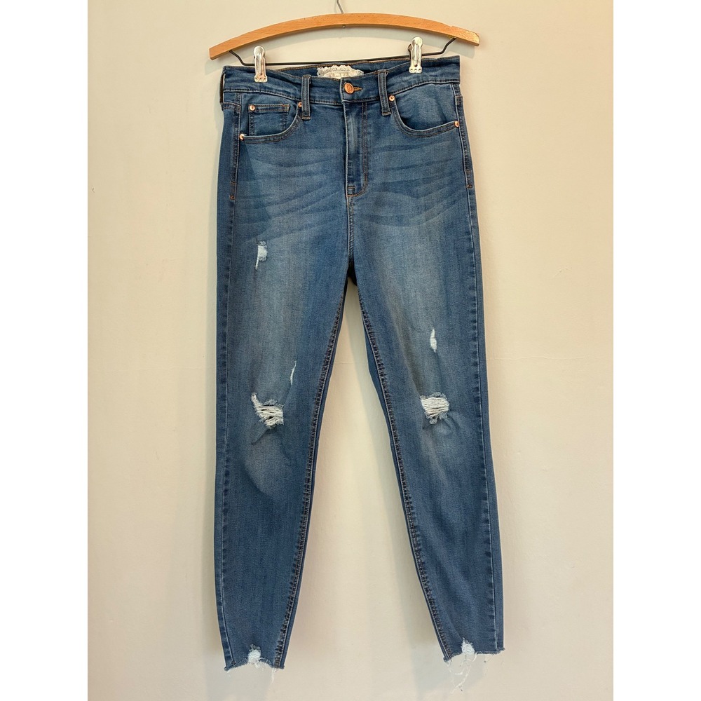 Altar'd State Distressed Cropped Ankle Jeans - Medium Blue